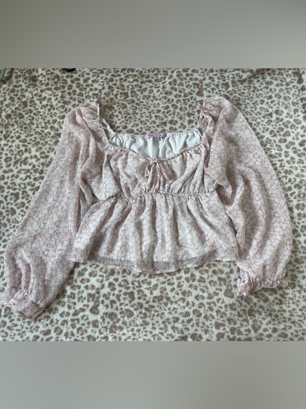 Floral Peasant Blouse - Light Pink